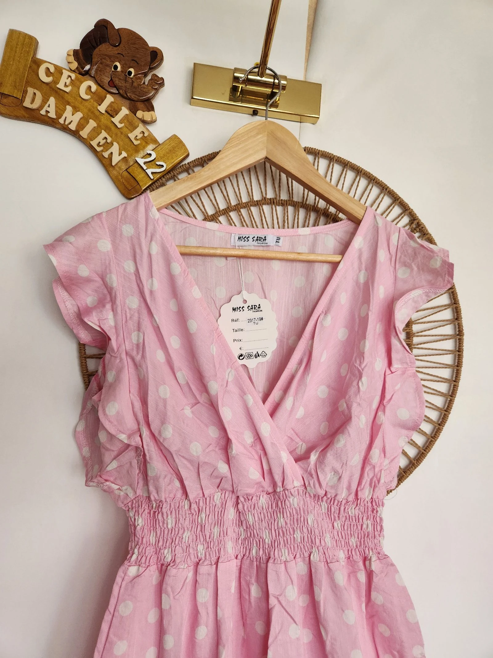🌸 long pink summer dress with polka dots – photo 2
